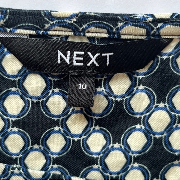 Next UK Printed Blouse Top Short Sleeve Shirt Polka Dot Geometric Pattern Sz 10 - Picture 3 of 14